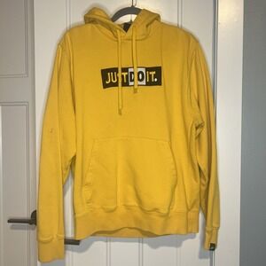 VTG Nike Long Sleeve Fleece Just Do It Pullover Hoodie‎ Sweatshirt Men's Medium